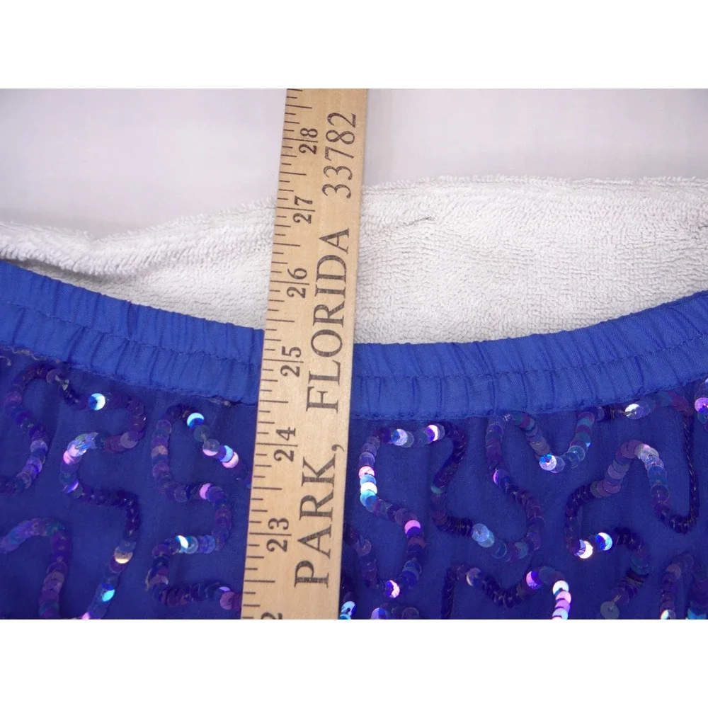Stenay Vintage Royal Blue Silk Sequin Beaded 2-Piece Skirt Set Size 10 3978